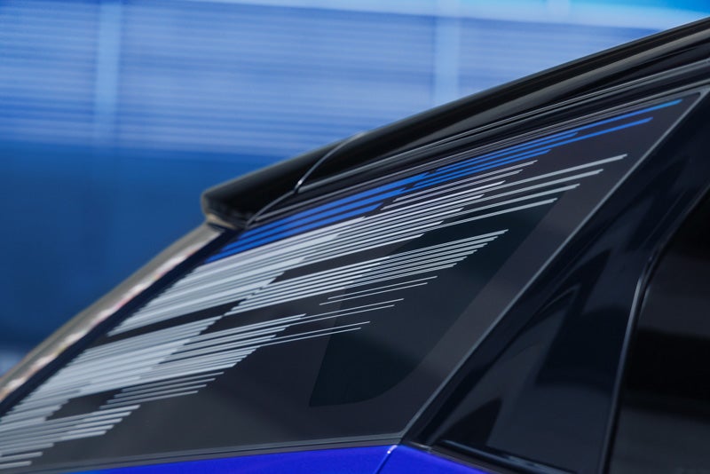 Close-up of the Modern Pattern on the 2026 OPTIQ-V Rear Quarter Glass | Rick Bokman Cadillac in OLEAN NY